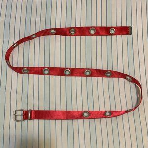 Red Oversized Big Large Grommet Belt Silver Hardware Y2k Streetwear Bright